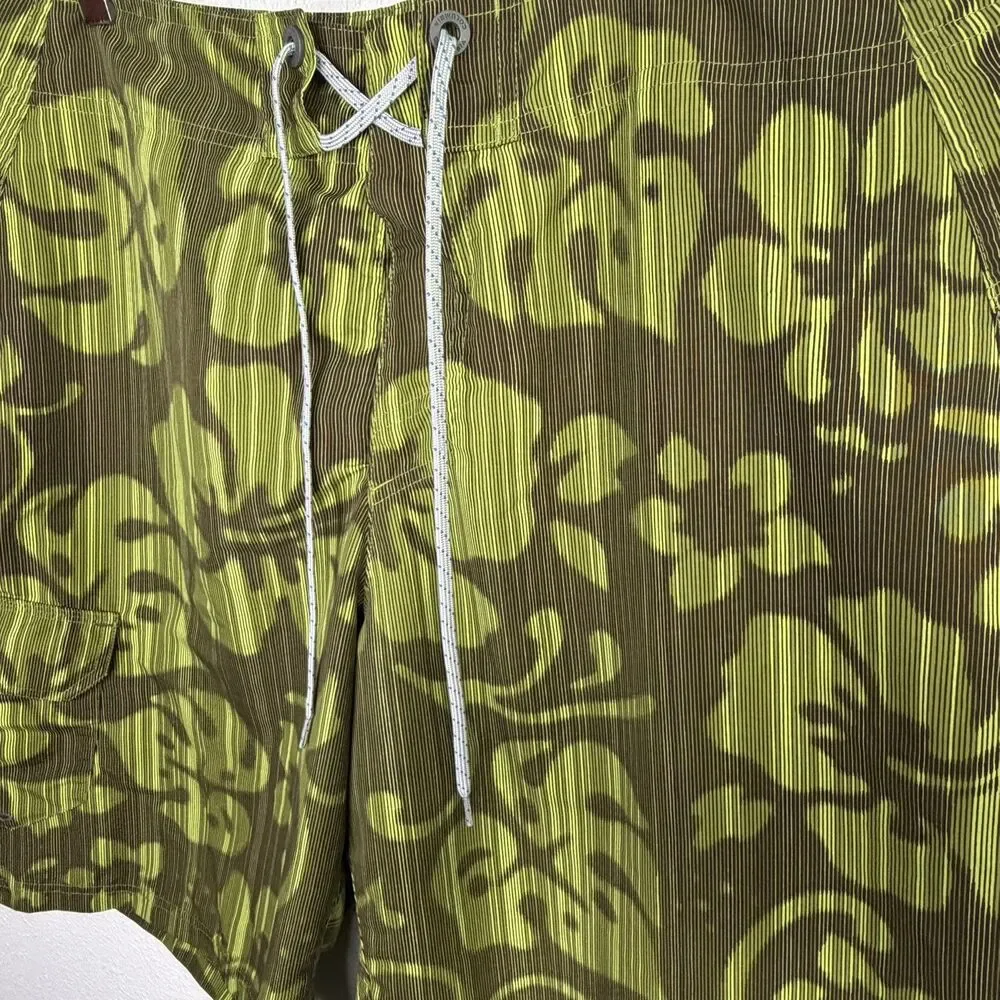 Columbia Swim Board Shorts Mens 34 Green Floral Hawaiian Swim Trunks Beach